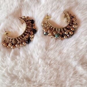Gold Beaded Hoop Earrings